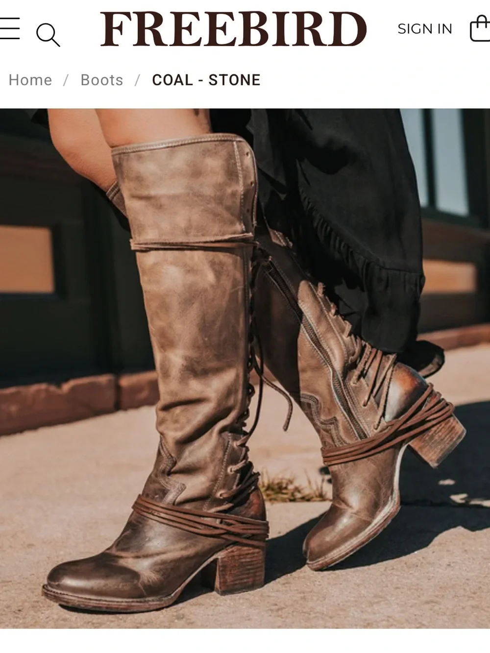 freebird Coal - Stone Over-the-Knee Distressed Brown Leather Boots